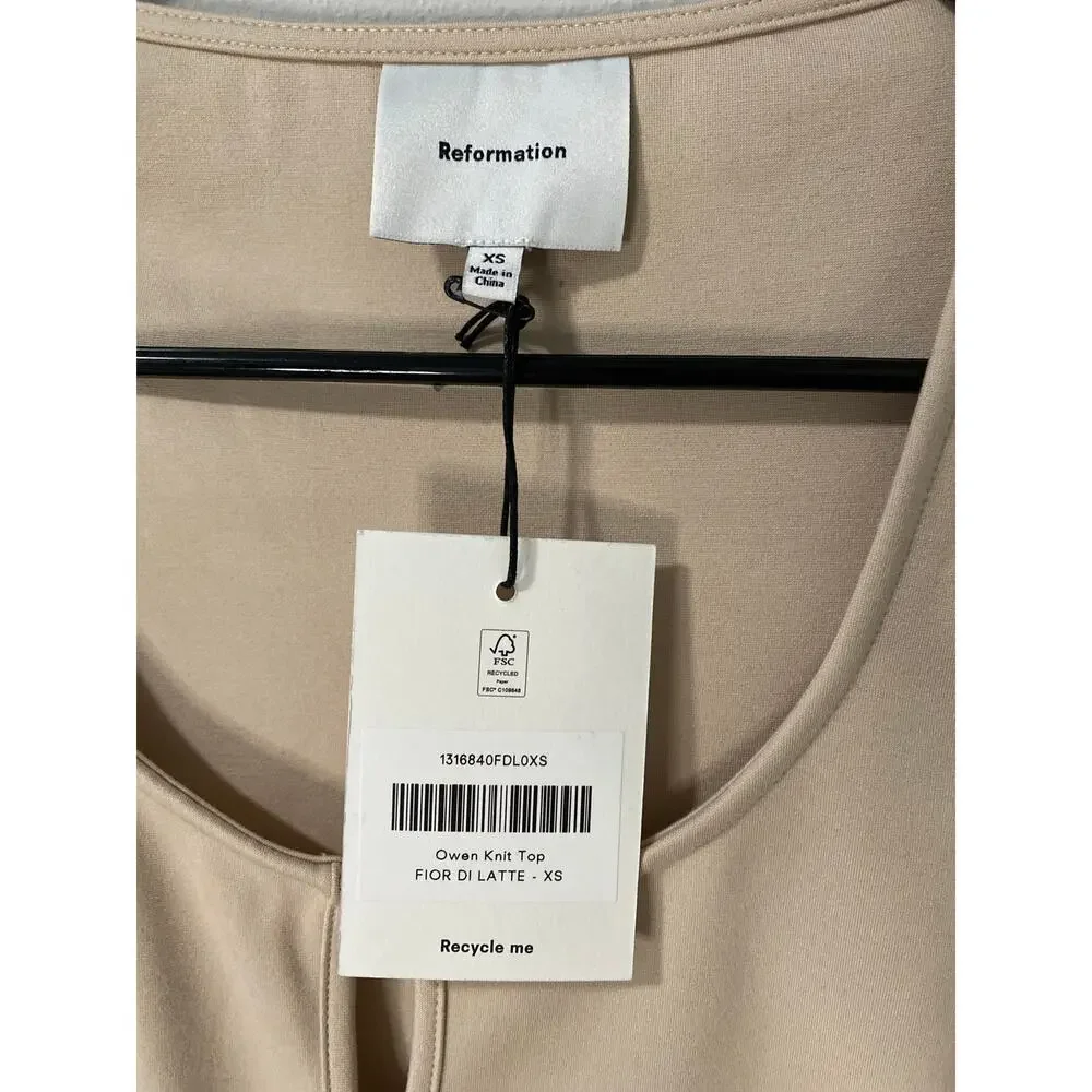 New Reformation Owen Knit Top, Fior Di Latte, Size XS